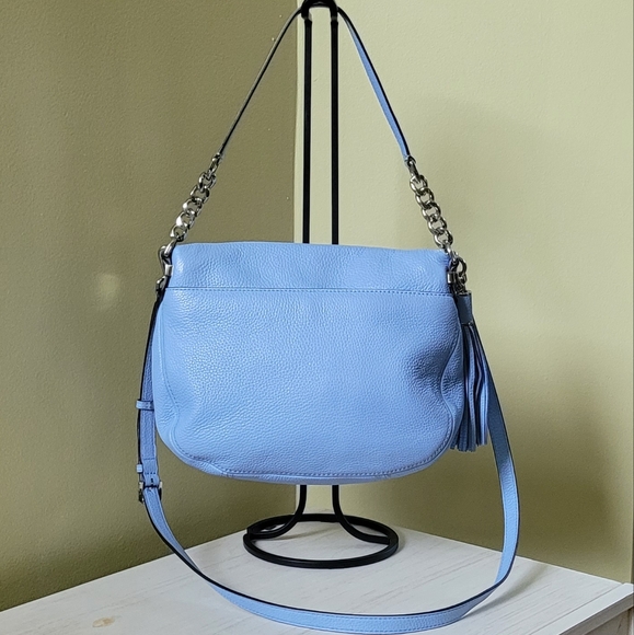 Michael Kors Blue BEDFORD Tassel Pebbled Leather Shoulder Bag/Crossbody Bag - Picture 5 of 16
